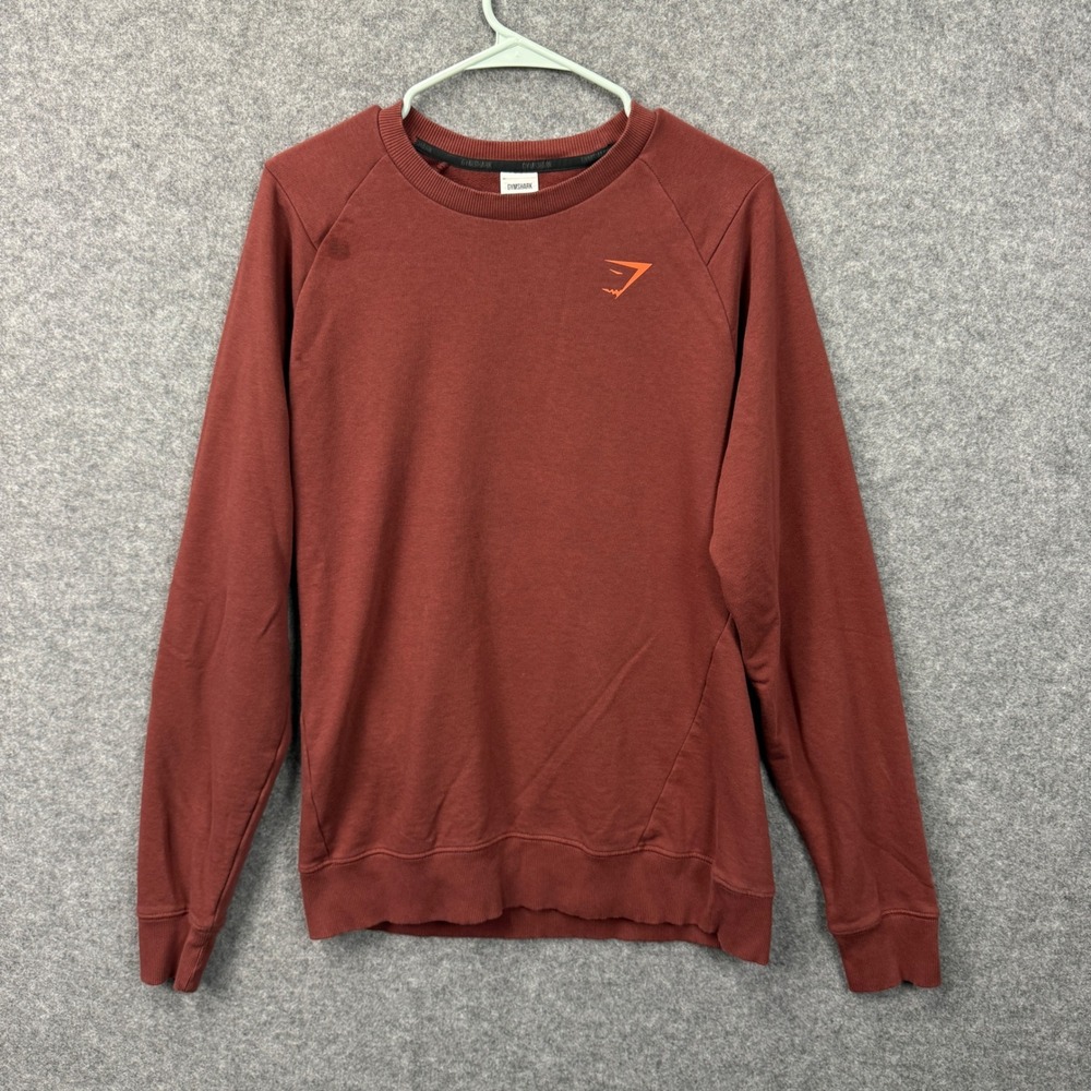 Gymshark Men Rust Red Crewneck Sweatshirt Logo Graphic Pullover Gym Activewear L